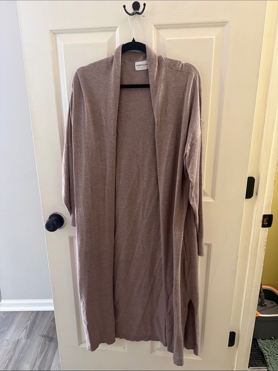 First Love Sweaters - First Love Long Open Cardigan in Mauve Taupe